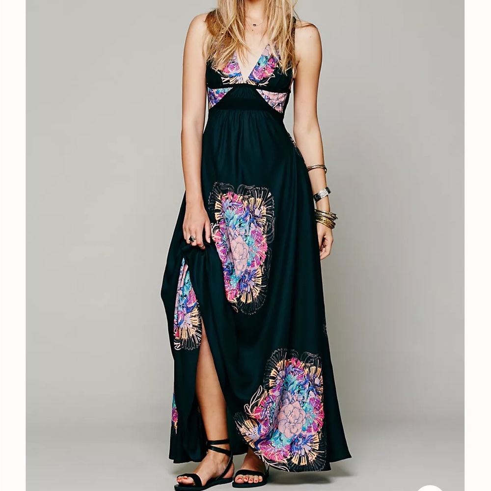 Rare Vintage Free People New Romantics FP Fujiyama Mama Maxi Open Back Dress XS